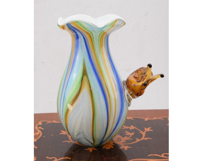 Amazing Vase Murano Glass - Flower Pot Vase Murano Style - Snail Figurine - Heavy and Massive - Italian Luxury Glass - Home Decor Gift