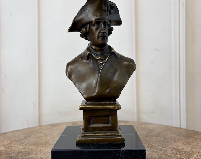 King Frederick II Bronze Bust - William II Hohenzollern Sculpture on Marble Base