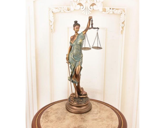 Large Lady Justice Sculpture – Resin Justitia Figurine – Gift for Lawyer and Judge