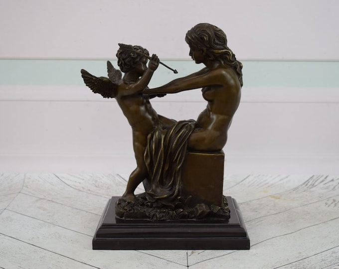 Amazing Young Girl - Angel – Bronze Figurine - Woman - Angel with Arrow – Love Symbol - Perfect Home and Office Gift - Home Decor