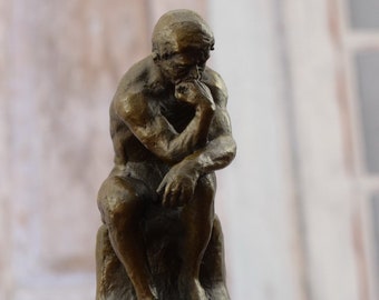 考える人ブロンズ像：オーギュスト・ロダン作 大理石台座の彫刻 - Etsy