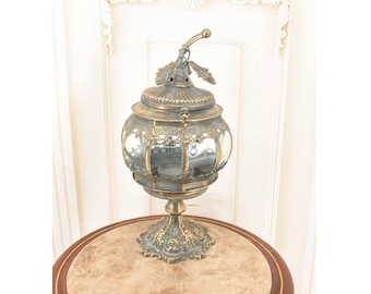 Vintage Hanging Lantern – Metal Candle Lantern with Curved Glass