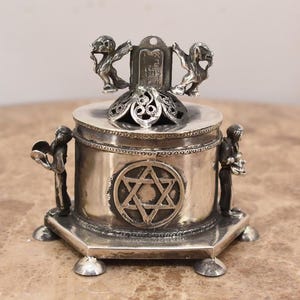 Antique Silver Casket Box – Rare Jewish Judaica – Torah Motif – Russian 84 Silver – Hanukkah Gift – Old Jewish Collectible