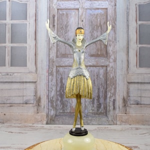 Bronze Statue Art Deco Style - Revue Dancer Bohemian Actress Figurine Bronze - Sculpture Exclusive Gift Idea - Home Decor - Gift Idea