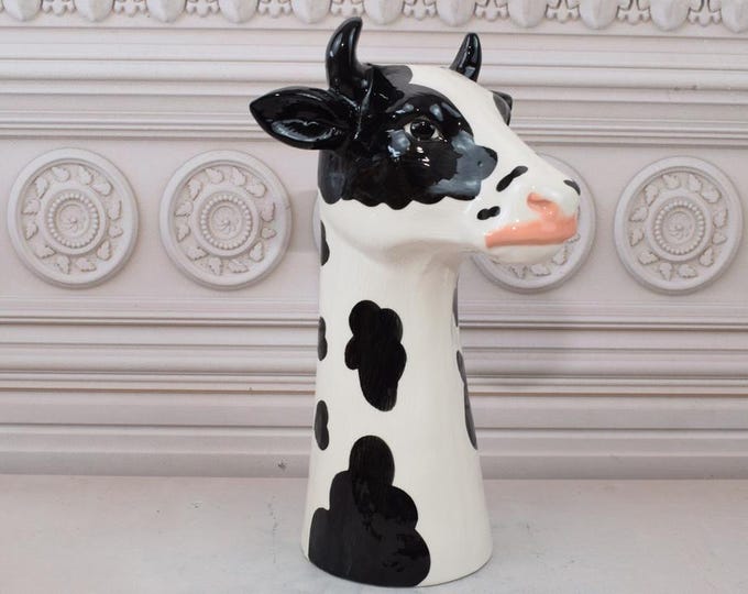 Funny Flower Vase Porcelain - Cow Vase - Cow Statue - Black and White Cow - Home Decor - Kitchen Decor - Gift for Wedding