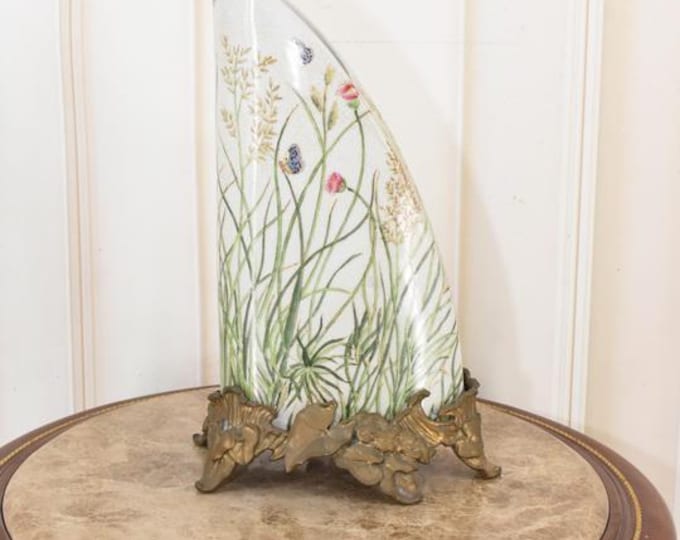 Handmade Painted Porcelain Flower Vase – Vintage Floral Design – Bronze Ornaments – Elegant Home Decor – Unique Porcelain Vase