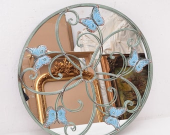Handmade Metal Mirror with Butterfly Floral Ornament (60cm)