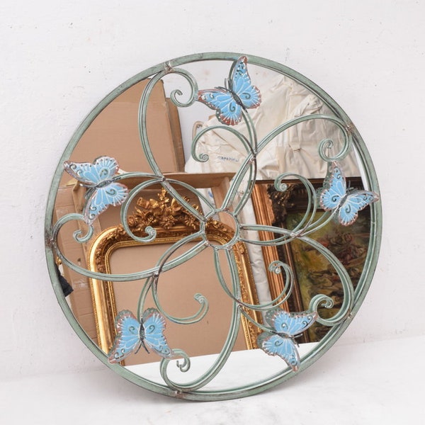 Metal Mirror with Floral Ornament- Hand Made Mirror Home Decor - Mirror Metal - Gift Idea