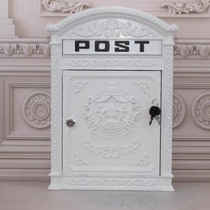 Mailbox A4 Letters White Vintage - Post Angels Ornaments Garden - Antique Style - Home and Garden Decor - Housewarming Gift Idea