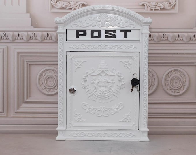 Mailbox A4 Letters White Vintage - Post Angels Ornaments Garden - Antique Style - Home and Garden Decor - Housewarming Gift Idea