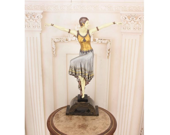 Large Bronze Cabaret Dancer Statue – Art Deco Demetre Chiparus Style Sculpture