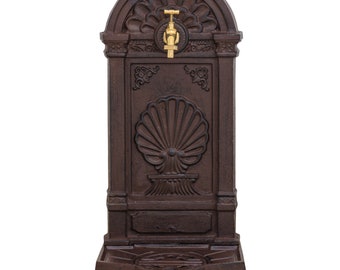 Cast Iron Wall Fountain with Brass Faucet Tap,  Fountain Metal Wall Sink, Patio &  Wall Ornament Outdoor ation