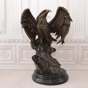 Monumental Statue Eagle on Branch Bronze Figure - Amazing Buzzard on Branch - Large Eagle Sculpture - Gift Idea for Home and Office