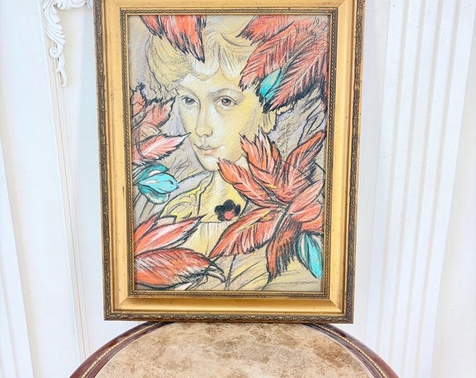 Witkacy Portrait Painting: Art Nouveau Pastel Drawing on Carton