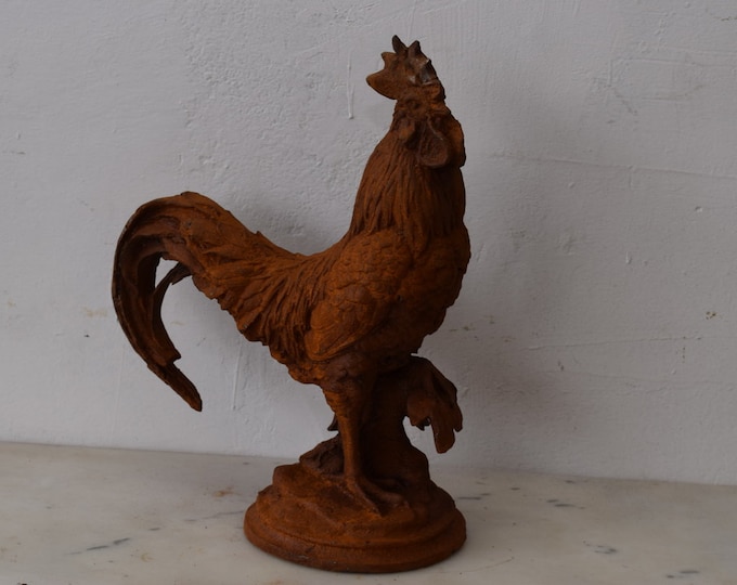 Cast Iron Rooster Farm Animal Sculpture Figurine Figure Gift Vintage  Style