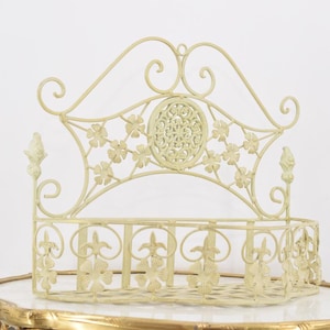 Vintage White Metal Wall Shelf: Rustic Flower Pot Stand