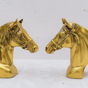 Pair Brass Horses Bookends Paperweight - Brass Sculpture Figures Horses - Figure Gift Idea Book Support
