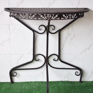 Rustic Brown Iron Flower Console Table: Handmade Vintage Accent