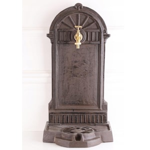 Cast Iron Wall Fountain with Brass Faucet Tap,  Fountain Metal Wall Sink, Patio &  Wall Ornament Outdoor Decoration - Gift Idea