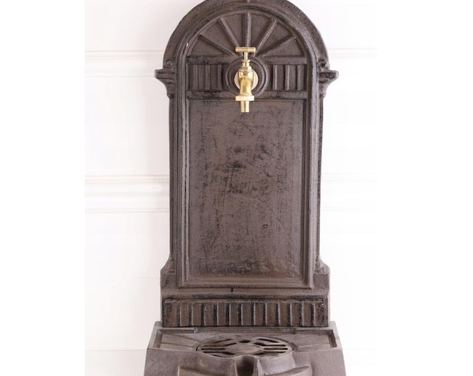 Cast Iron Wall Fountain with Brass Faucet Tap,  Fountain Metal Wall Sink, Patio &  Wall Ornament Outdoor Decoration - Gift Idea
