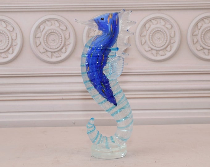 Blue Seahorse Murano Style Statue - Seahorse Sculpture - Amazing Figurine from Venetian - Italy Product - Handcrafted Figure - Home Decor