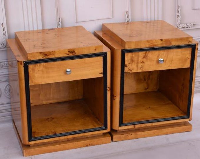 Art Deco Bedside 2 Tables - Art Deco Table - Bent Wood Night Stand - Chest of Drawers - Wooden Table - Home Decor - Bedroom Decor Gift Idea