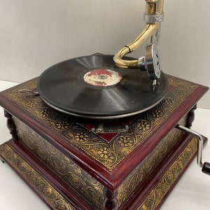 Nostalgic Gramophone Phonograph New Working Record Player Antique Style Handmade Gramophone Nice Gift Idea image 6