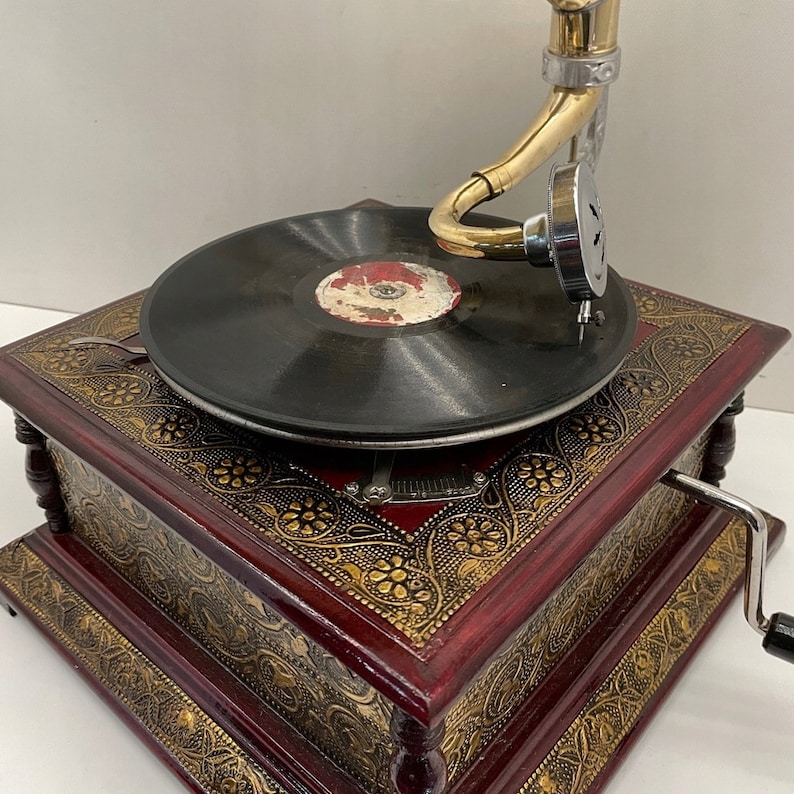 Nostalgic Gramophone Phonograph New Working Record Player Antique Style Handmade Gramophone Nice Gift Idea image 6