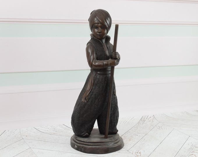 Standing Bedouin with Stick - Bronze Sculpture - Unique Art Statue - Elegant Home & Office Decor - Gift for Birthday