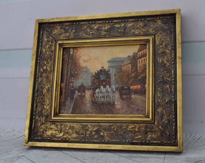 City of Paris - Antique Street Paris - Painting with Golden Frame - French Painting Art Work - Wall Decor - Amazing Home Decor