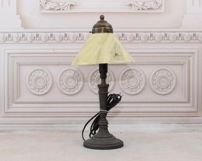 Art Deco Office Lamp - Desk Lamp - Creme Glass - Office Gift - Night Stand Lamp - Creme Shade - Luxury Gift Idea - Home Decor