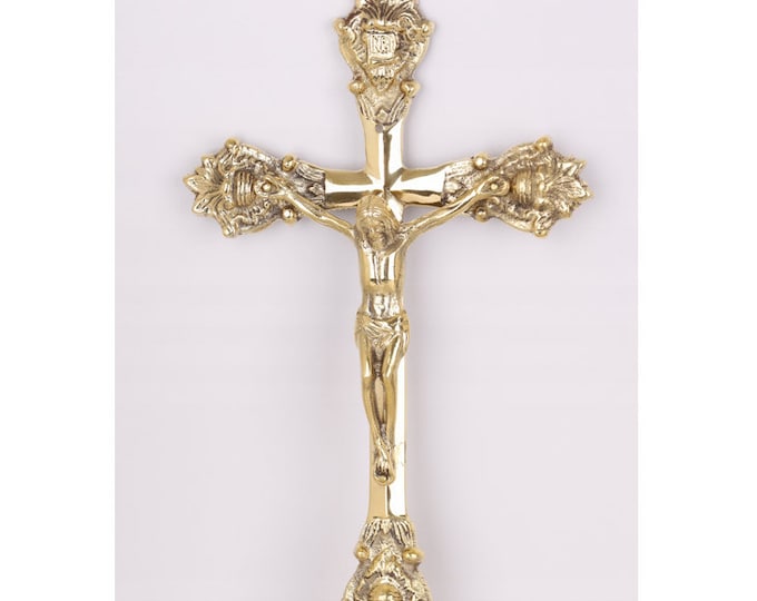 Brass Cross of the Christ - Crucifix Cross Jesus Brass - Wall Art - Wall Decor - Handmade Cross - Catholic Art - Religious Gift