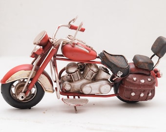 Vintage Red Motorbike - Motorcycle Old Classic Metal Model Toy Motor Gift Idea Old Scool