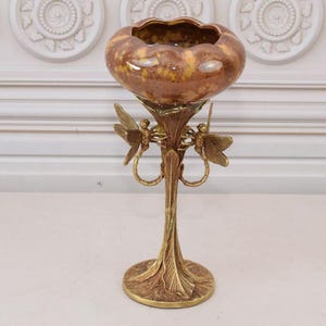 Einzigartige Porzellan Schale - Plateau Porzellan mit Bronze Ornamenten - Libellen Bronze - Home Decor - Geschenk zur Hochzeit - Art Noveau