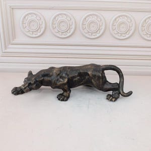 Vintage Panther Sculpture: Large Wild Cat Figurine, Garden Decor