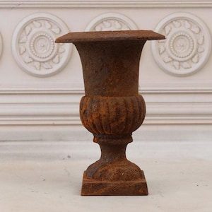 Amazing Cast Iron Flower Pot - Brown Garden Vase - Cast Iron Garden Decoration - Heavy and Solid - Planters Art Nouveau Style - Garden Decor