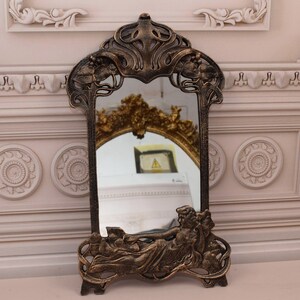 Cast Iron Art Nouveau Mirror: Vintage Style Bedroom Decor image 8