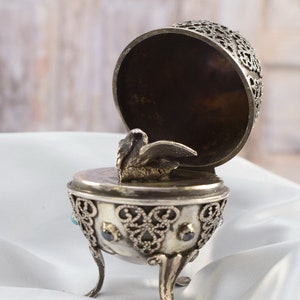 Zar Silber Ei - Silber Jugendstil - Silber 84 Imperial Russland - Kunstwerk Ei Alt Silber Tsar Russland - Schwan Silber - Gute Geschenkidee