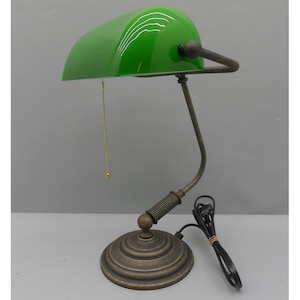 Banker Brass Lamp - Green Glass Desk Lamp - Elegant Gift for Office - Vintage Lamp - Amazing Gift for Boss