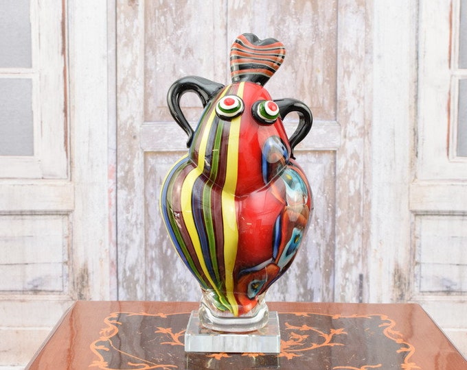 Female Dancer Glass Figurine - Fluffy Girl Murano Style Sculpture - Big Woman Venetian Glass Statue - Italian Glass - Home Decor