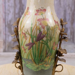 Art Nouveau Porcelain Vase With Bronze Ornaments - Regency Decor - Etsy