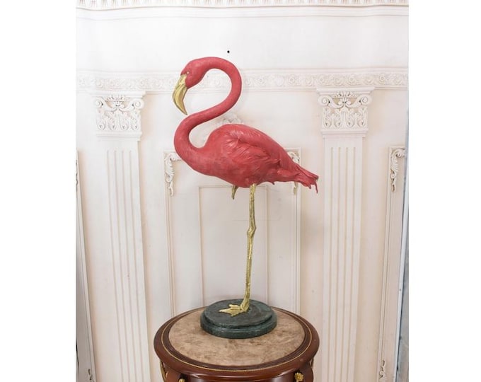 Bronze Pink Flamingo Statue – Detailed Garden Home Decor, Milo Style