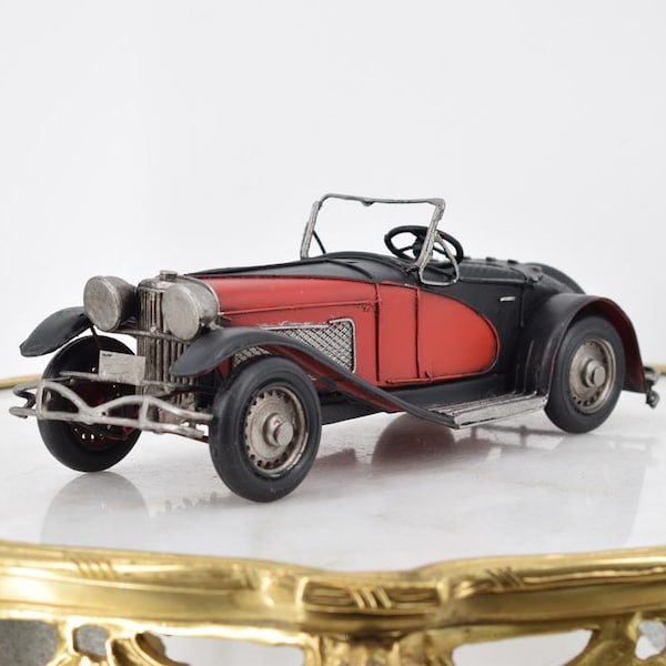 Vintage Metal Cabrio Car Model: Toy Collector Decor (4.72x11.42 inches)