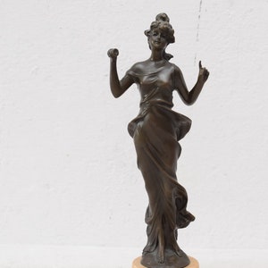 Dancer with Dress Bronze Statue  Art Nouveau Figurine Sculpture Gift Idea for -