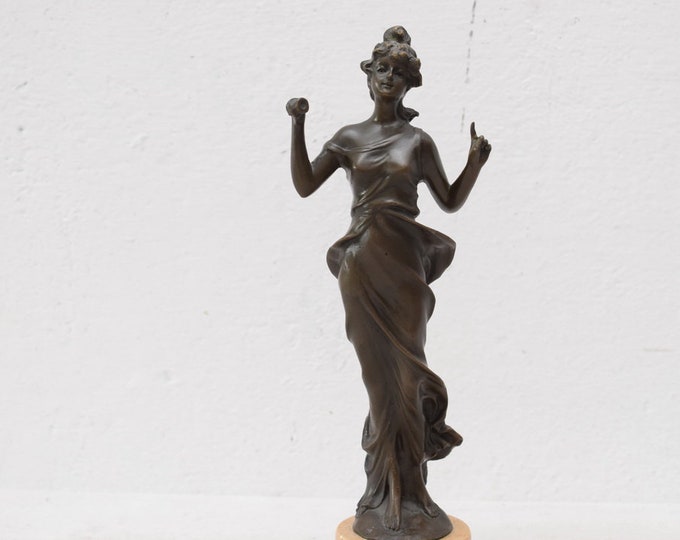 Dancer with Dress Bronze Statue  Art Nouveau Figurine Sculpture Gift Idea for -