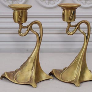 Pair Golden Bronze Candlesticks, Candelabrum Bronze, Candleholders Bronze, Candlesticks Stand, Gift Idea, Home Decor, Richly Decorated