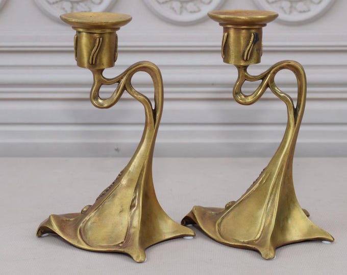 Pair Golden Bronze Candlesticks, Candelabrum Bronze, Candleholders Bronze, Candlesticks Stand, Gift Idea, Home Decor, Richly Decorated