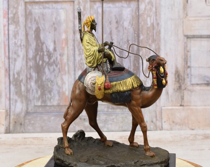 Arab on Camel with Gun Bronze Statue on Marble Base -  Unique Bronze Sculpture - Home & Office Decor - Gift Idea - Regency Decor