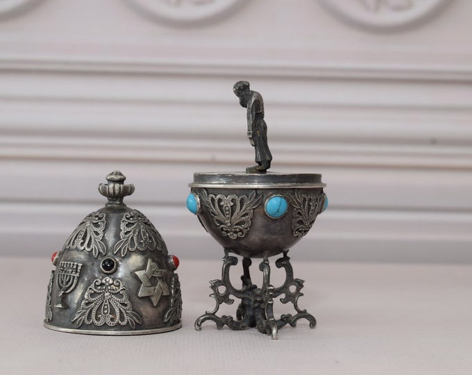 Antique Silver Jewish Egg - Art Work Silver Egg - Collector Item - Judaica Gift - Art Work Tsar Silver - Very Rare Egg