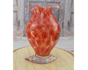 イタリアの物語 ムラーノヌガー オレンジとブルーのガラス花瓶 - Etsy 日本